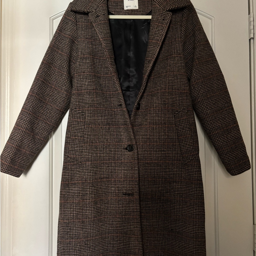 Abercrombie & Fitch Brown Plaid Trench Coat